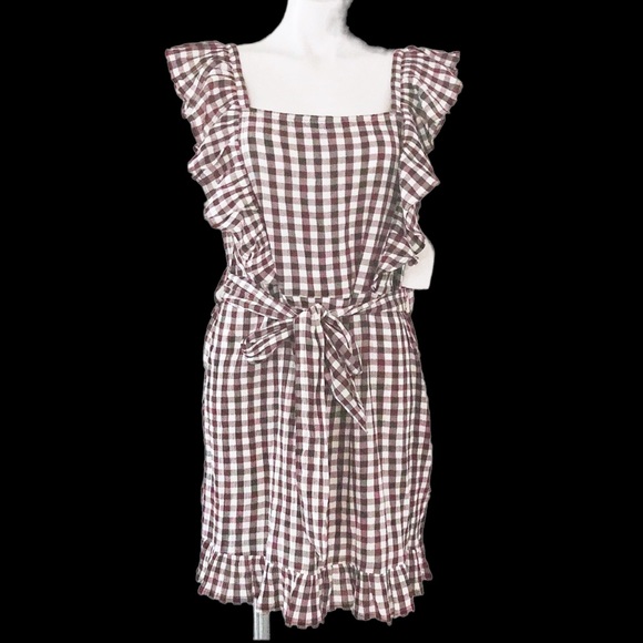 Topshop Dress Gingham Ruffle Mini Size 8 New w/Tag - Picture 3 of 14